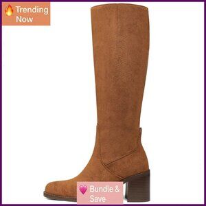 Knee High Boots Women Chunky Heel Side Zipper Almond Toe Fashion Dress Party